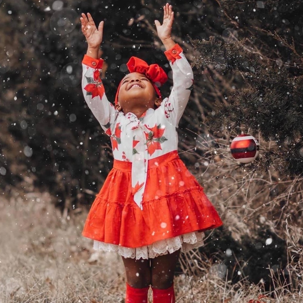[3T] Eliza Grace Poinsettia Christmas Dress